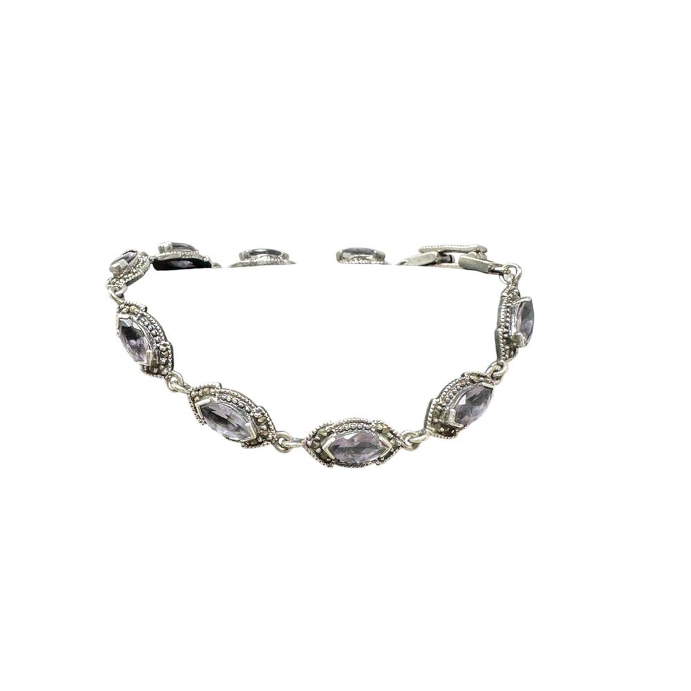 Vintage Sterling Silver With Light Purple Stones Wrap Bracelet